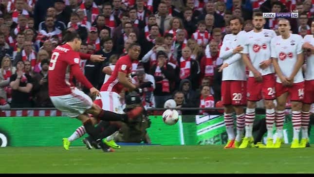 Zlatan Ibrahimovic Free Kick Stunner Opens League Cup Final Scoring For Manchester United