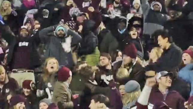 Mississippi State Fans Celebrate Win By Punching Each Other
