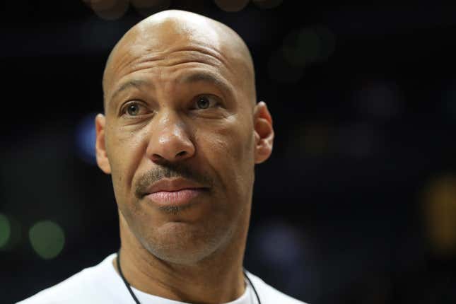  LaVar Ball attends week eight of the BIG3 three on three basketball league at Staples Center on August 13, 2017 in Los Angeles, California. 