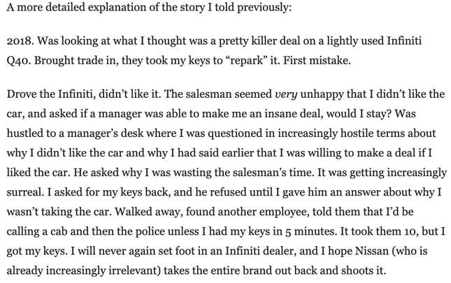 Image for article titled Here Are The Worst Stories Of Being Detained By A Dealership