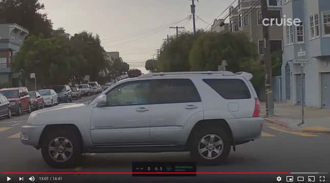 Image for article titled Watching Unlisted Driving Videos From GM's Cruise Autonomous Cars Reveals Some Alarming Behavior