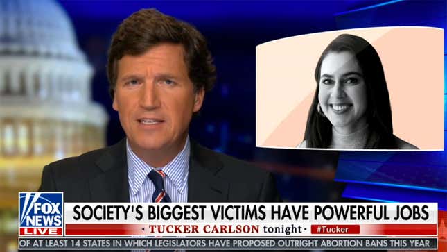 Image for article titled Tucker Carlson Sees Reporter's Tweet About Being Harassed, Harasses Her Some More