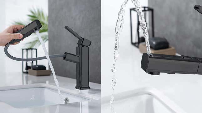 Tyimok Bathroom Sink Faucet with Sprayer | $35 | Amazon | Use code 50UC6BI7
