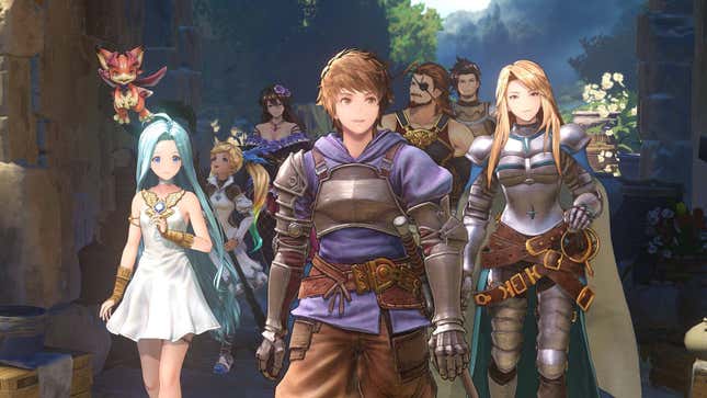 Granblue Fantasy: Relink party walking and talking towards the camera