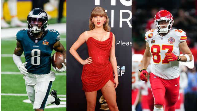 Image for article titled This Black Philly Eagles Player Takes a Shot at Travis Kelce, and Taylor Swift Fans are Dragging Him Over It