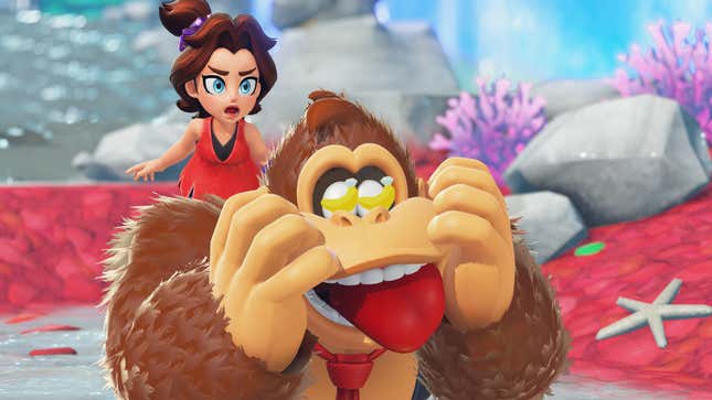 A screenshot of Donkey Kong Banaza shows off the game. 