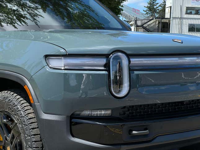 Front lights of a Rivian R1T