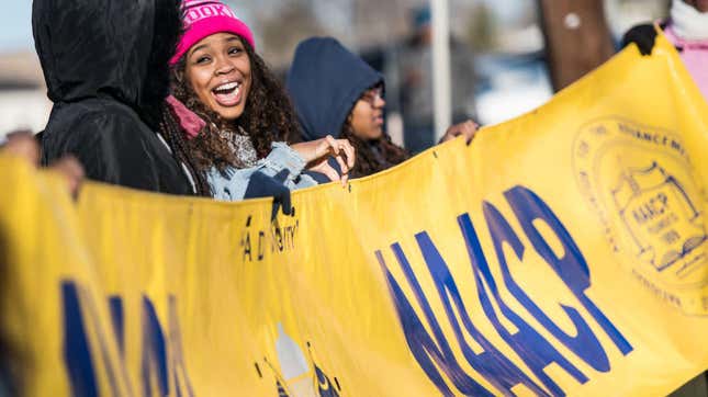 In this Jan. 21, 2019, students from Benedict College line up for a march during the annual Martin Luther King Jr. Day at the Dome event in Columbia, S.C., an event that regularly draws presidential candidates. Now, the college will be the site of political interest once again, with Donald Trump set to speak at the school on Oct. 25, 2019, at a criminal justice forum. 