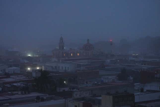 Volcanic ash from the Popocatépetl volcano covers Atlixco, Mexico, on May 22, 2023. 
