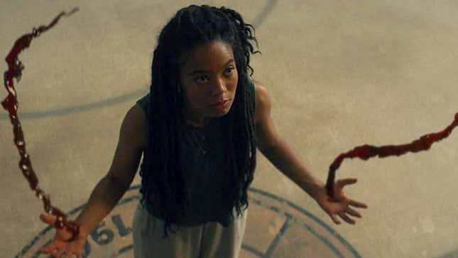 Jaz Sinclair as Marie in Prime Video's Gen V, using her power to manipulate blood.