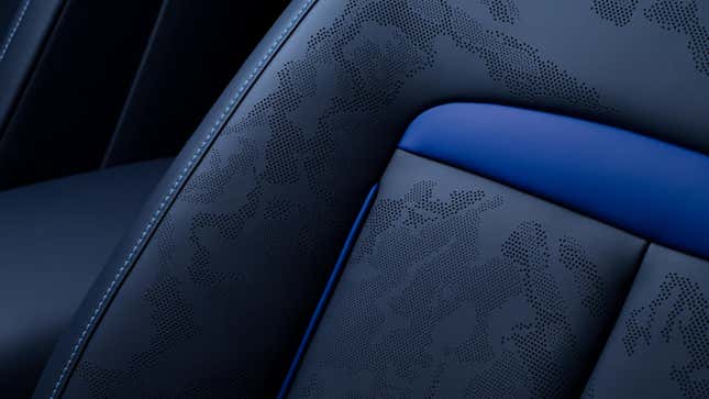 Close-up view of the perforated seat of a Rolls-Royce Cullinan