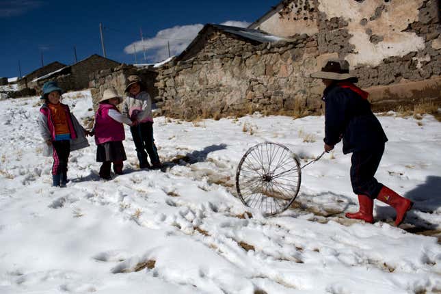 Children play after school in San Antonio de Putina. (AP/Rodrigo Abd)