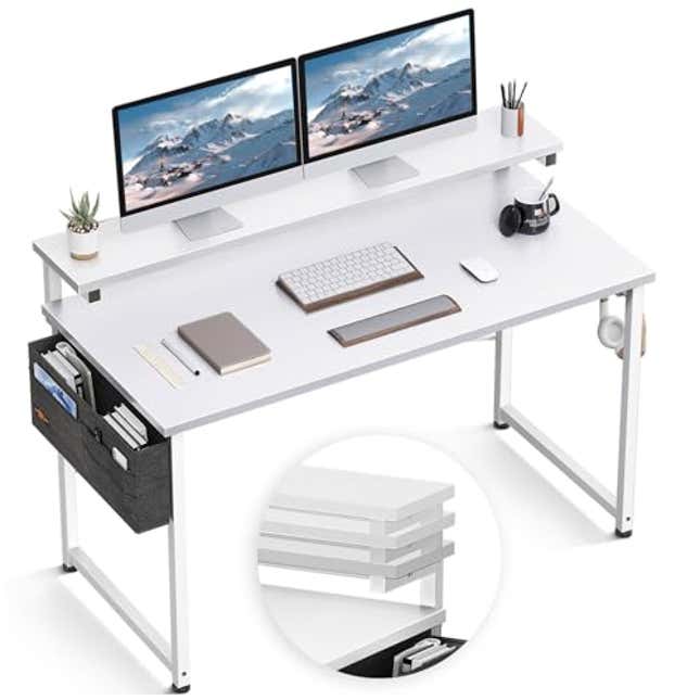 Image for article titled Revolutionize Your Workspace with ODK Computer Desk with Adjustable Monitor Shelves, 43% Off