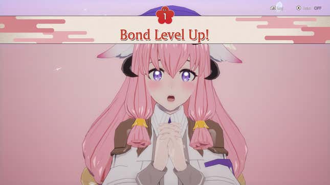 Le niveau de lien augmente entre le joueur et Hina dans Rune Factory : Guards of Azuma.