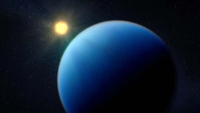 An artist's impression of a sub-Neptune orbiting its host star.
