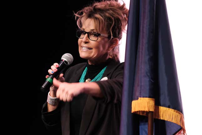 Former Alaskan governor Sarah Palin, who also ran for Congress and for the White House as a Republican