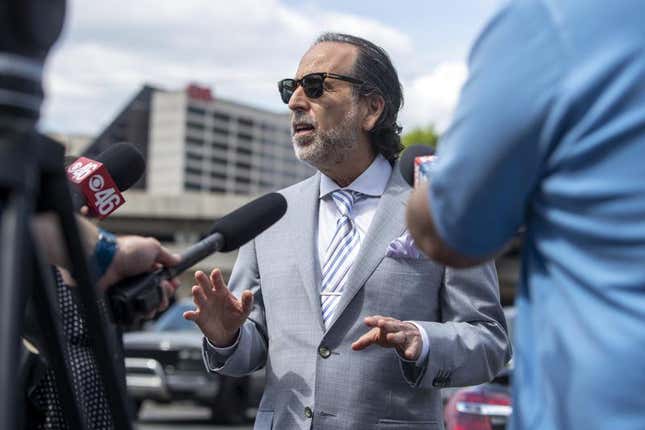 Attorney Drew Findling makes remarks regarding his client, Clayton County Sheriff Victor Hill, during a news conference outside of the Richard B. Russell Federal Building in Atlanta on April 27, 2021. Findling’s firm said in a statement on Thursday, Aug. 11, 2022, that it represents former President Donald Trump and two other attorneys. Trump has hired the prominent Atlanta criminal defense attorney to represent him in matters related to the special grand jury investigating whether the former president illegally tried interfering with the 2020 election in Georgia.