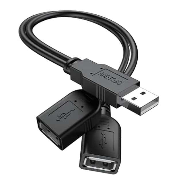 Image for article titled ANDTOBO 【2023 Upgraded】 USB 2.0 A Male to 2 Dual USB Female Jack Y Splitter Hub Power Cord Extension Adapter Cable, Now 35% Off