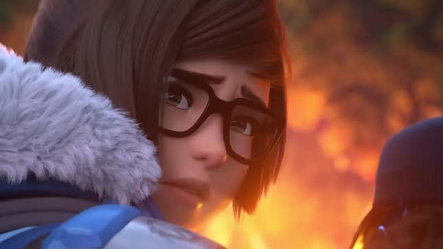 Mei looks sadly at something over her shoulder.