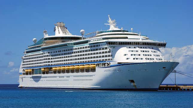 MS Adventure of the Seas, a Royal Caribbean International cruise ship, docked in Frederiksted on the island of Saint Croix in the U.S. Virgin Islands