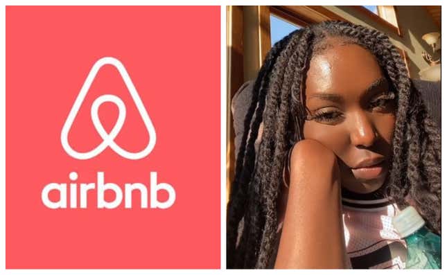 Airbnb logo, TikTok user @tasteofmelanin