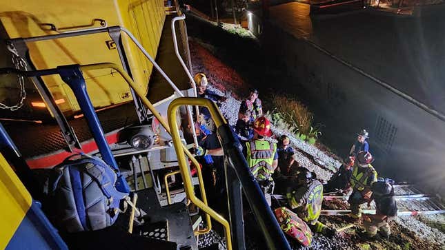 A view from a locomotive of the rescue operation.