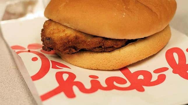 Chick-fil-A chicken sandwich on wrapper