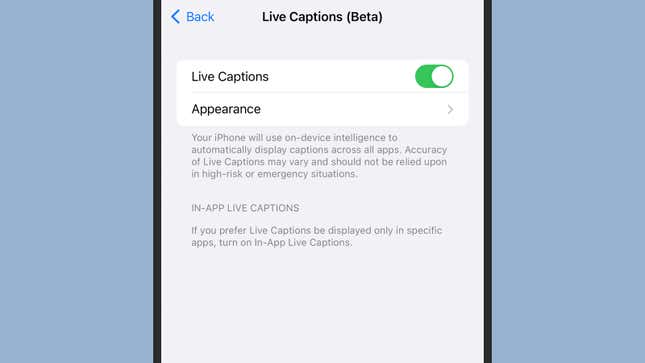 iOS Live Captions