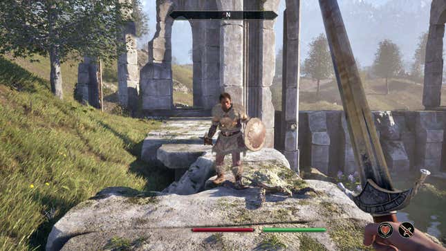 A fight with a bandit in Oblivion Remastered