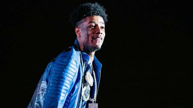 Image for article titled Watch: Did Blueface Really Get a Fan to Fight His Fiancée?