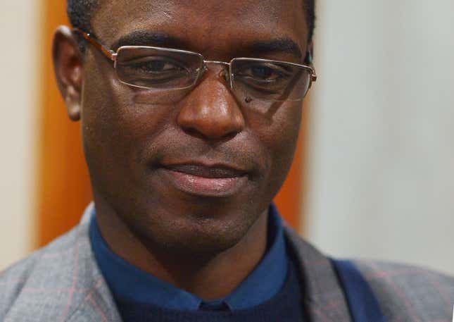 Ugandan gay rights activist Frank Mugisha ahead of a meeting with US Assistant Secretary for African Affairs Linda Thomas-Greenfield at the State Department on February 27, 2014 in Washington, DC.