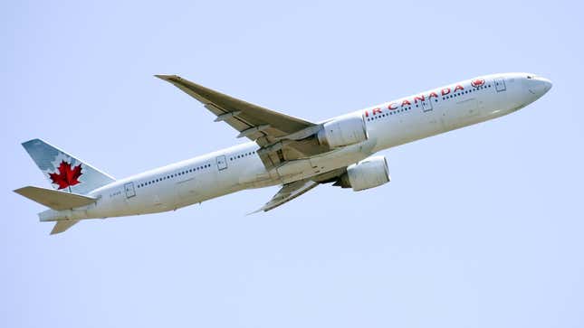 Air Canada Boeing 777-300. Aircraft at Fiumicino International Airport. Fiumicino (Italy), July 23, 2024