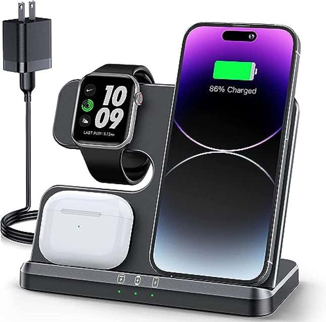 Image for article titled Declutter Your Nightstand With 84% Off The JARGOU 3 in 1 Charging Station