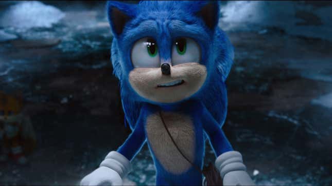 Sonic looking scared.
