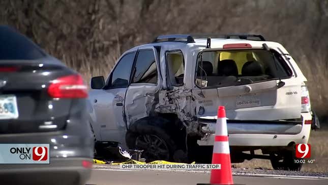 Image for article titled Driver Smashes Into An Oklahoma Highway Patrolman During A Traffic Stop