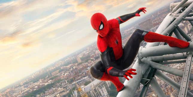 Tom Holland as Spider-Man in Spider-Man: Far From Home.