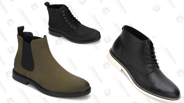 Unlisted Men’s Peyton Chukka Boots | $26 | Macy’s
Unlisted Men’s Peyton Chukka Guard Boots | $29 | Macy’s
Unlisted Men’s Peyton Chelsea Boots | $30 | Macy’s