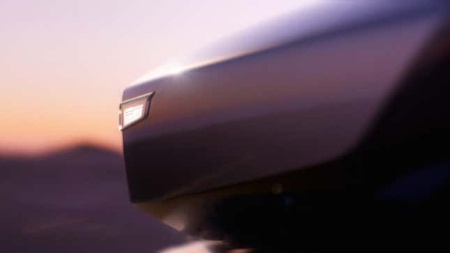 Teaser image of the front end of the Cadillac Opulent Velocity concept