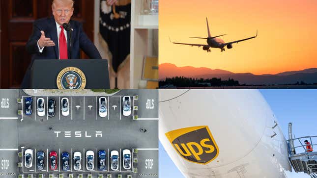 Image for article titled Tariffs hit cars, the travel industry declines, and BYD comes for Tesla: Business news roundup