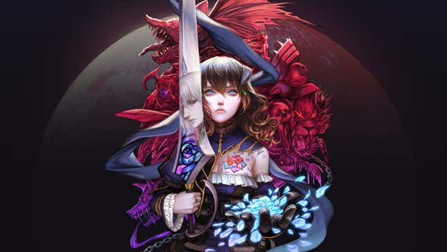 A young woman wields a large sword while surrounded by monsters 
