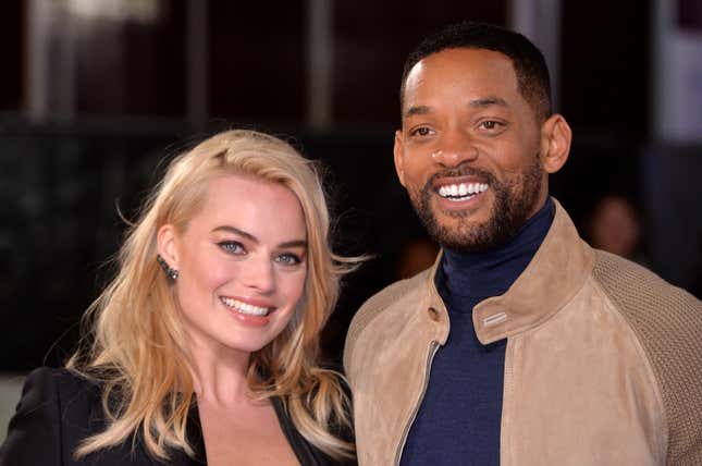 Margot Robbie, left, and Will Smith attend a special screening of “Focus” at Vue West End on February 11, 2015 in London, England.