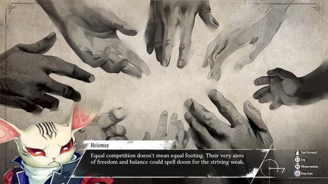 Heismay says "Equal competition doesn't mean equal footing. Their very aims of freedom and balance could spell doom for the striving weak."