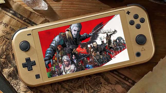 Witcher 3 art appears inside a Hyrule Switch.