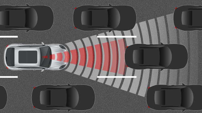 Emergency radar braking illustration