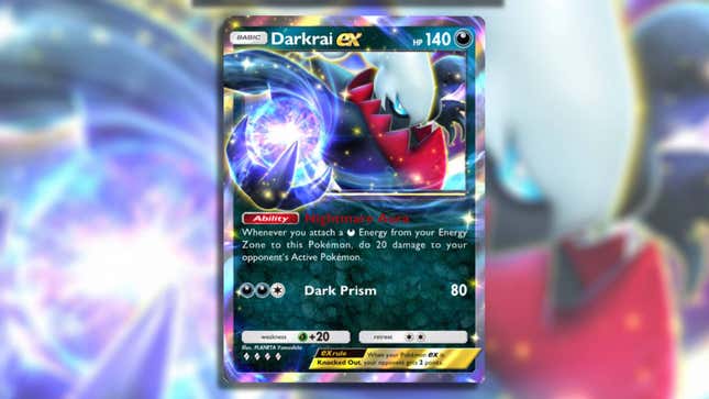 An image of the Darkrai ex card from Pokémon Trading Card Game Pocket.