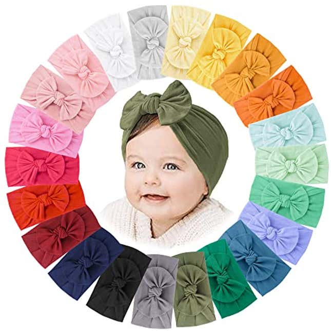 Image for article titled Jesries 22 PCS Baby Headbands Soft Nylon Hairbands with Bows Girls Hair Accessories for Newborn Infant Toddler Kids Handmade, Now 12% Off