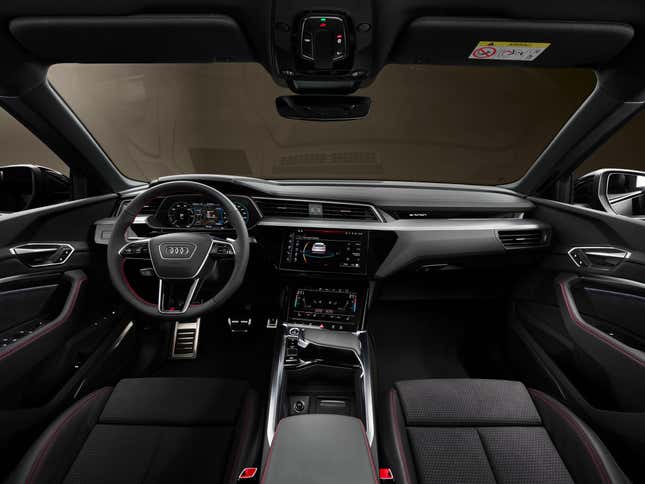 Dashboard view of an Audi Q8 E-Tron interior