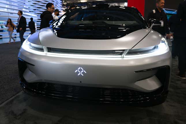 A Faraday Future FF91 electric vehicle is displayed during the Consumer Electronics Show (CES) in Las Vegas, Nevada, on January 5, 2023. 