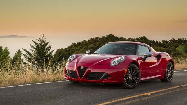 A red Alfa Romeo 4C sports car 