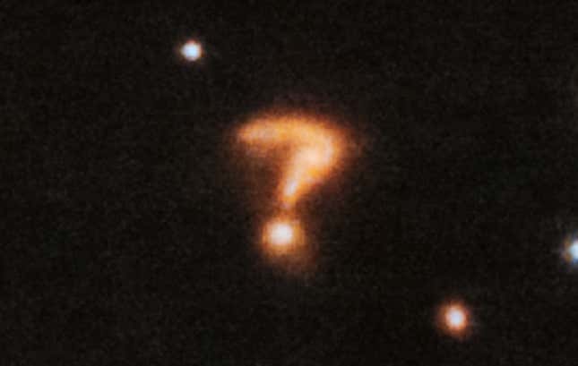 Zoomed in even further, the feature still exhibits a distinctly question mark-like appearance.